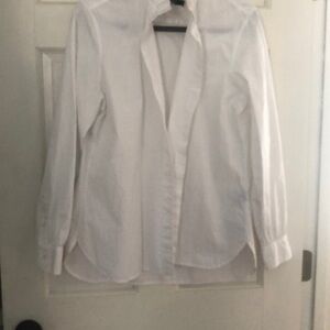 Ralph Lauren Classic White Button-Up Shirt high neck